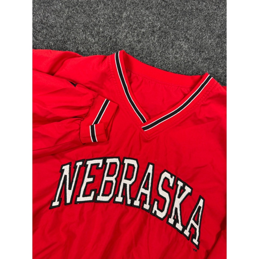 Nebraska Cornhuskers Windbreaker Pullover Jacket Red Spellout 2XL XXL Huskers